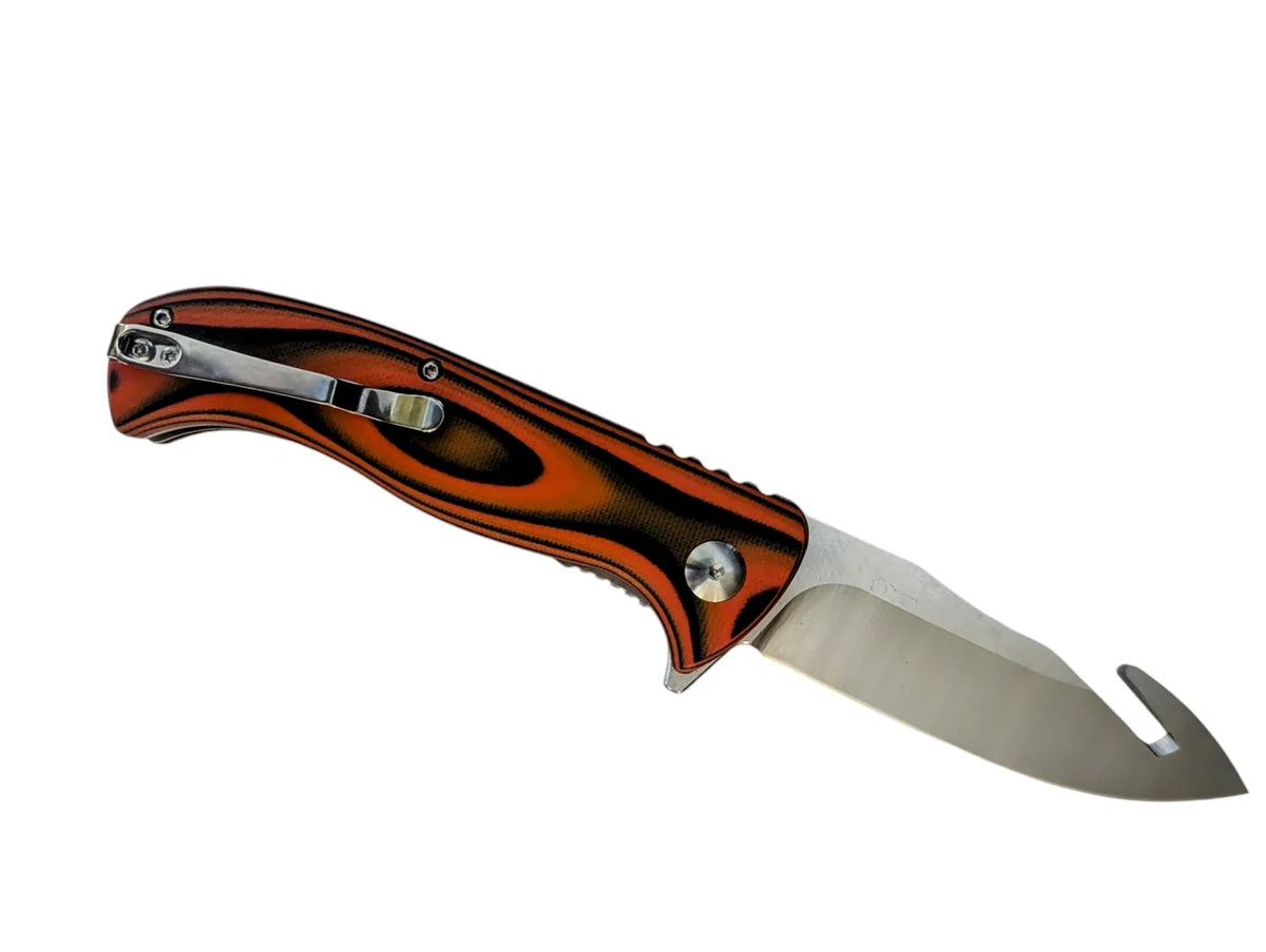 Knife TTK 85FGHC Folding KnIfe w/Gut hook Orange/Black
