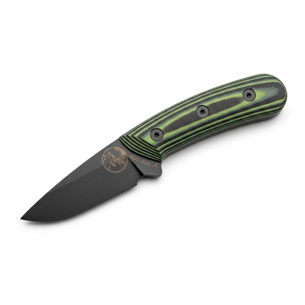 Knife TTK AUSG Black Blade / Green Black handle - Australia Made
