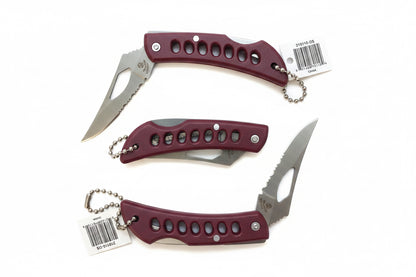 Knife folding key ring maroon 