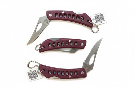 Knife folding key ring maroon 