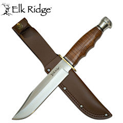 Knife- K-ER-200-32LBR Elk Ridge Leather Bowie